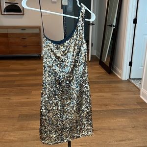 Sequin one shoulder mini dress
